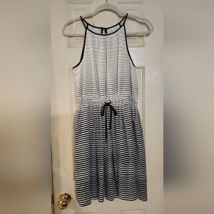 Banana Republic Navy and White Striped Midi Dress